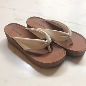 Lucky Brand white platform sandals